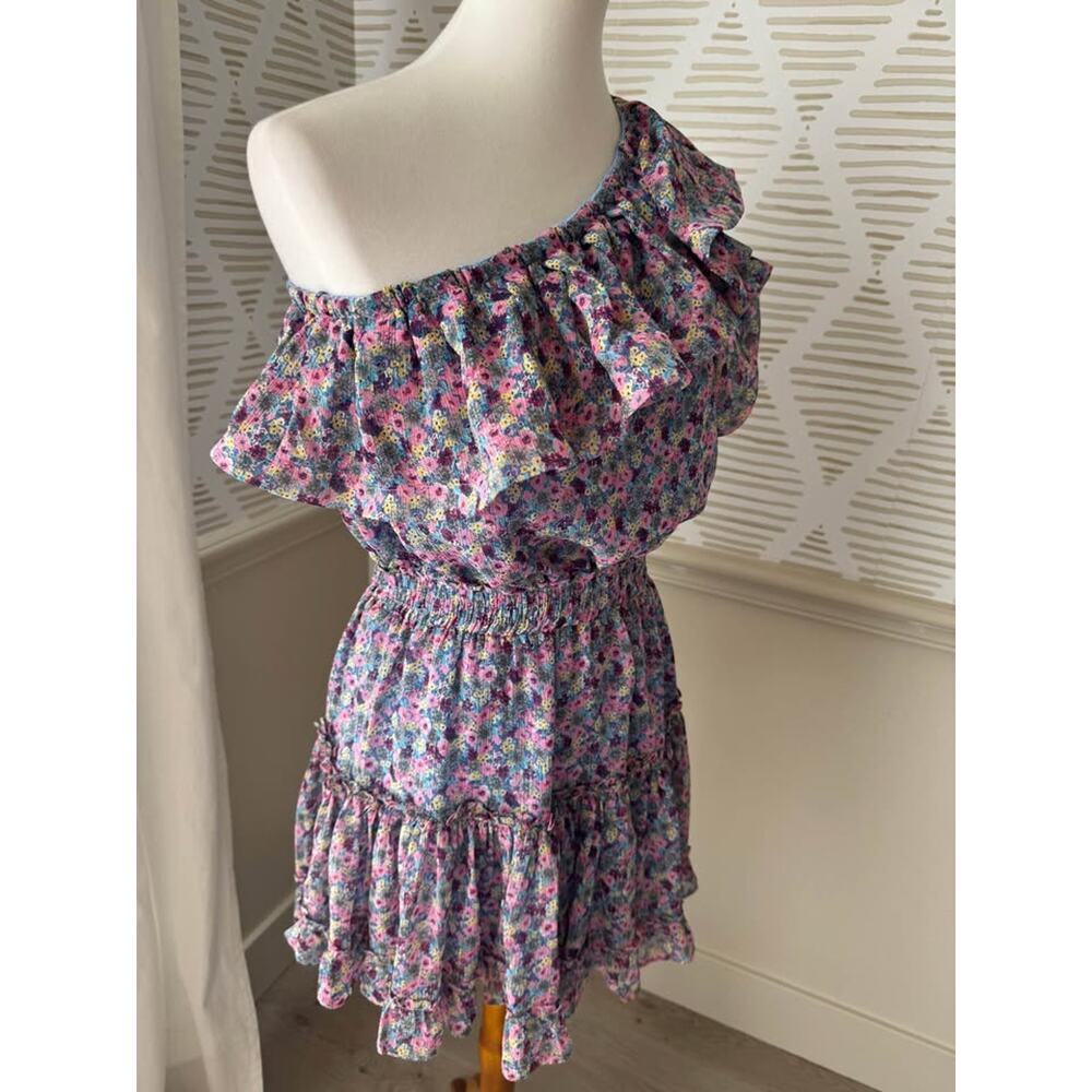 Buddy Love Women’s Small Sofia One-shoulder Floral Print Ruffle Mini Dress - Picture 8 of 9